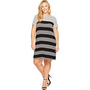 Calvin Klein Women's Size M Striped T-Shirt Dress Black/White Dress
